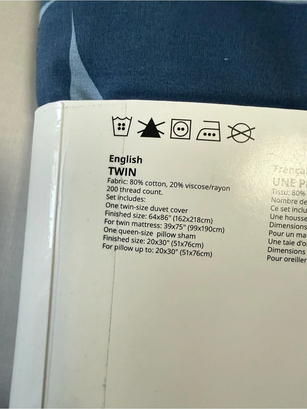 IKEA | Blue ANGSNEJLIKA Twin Duvet Cover and Pillowcase Set | NWT